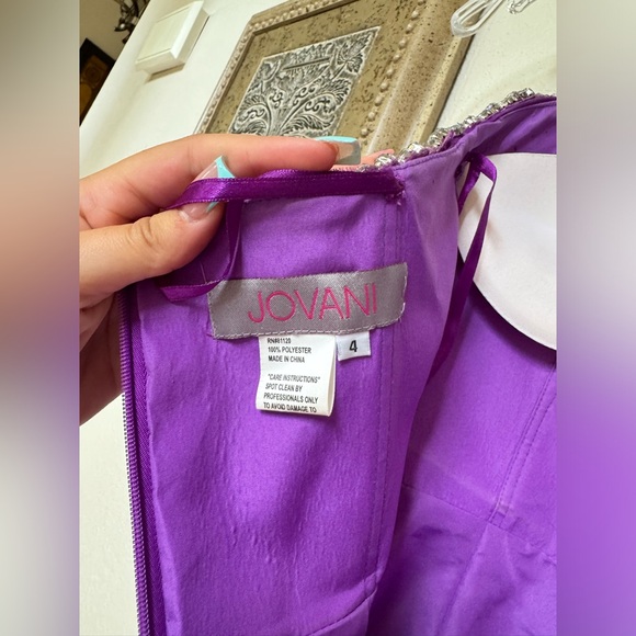 Purple beaded strapless dress. Used only 1 time for prom. - Picture 2 of 3